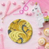  blauw goudpatroon papieren bordje (Feest)