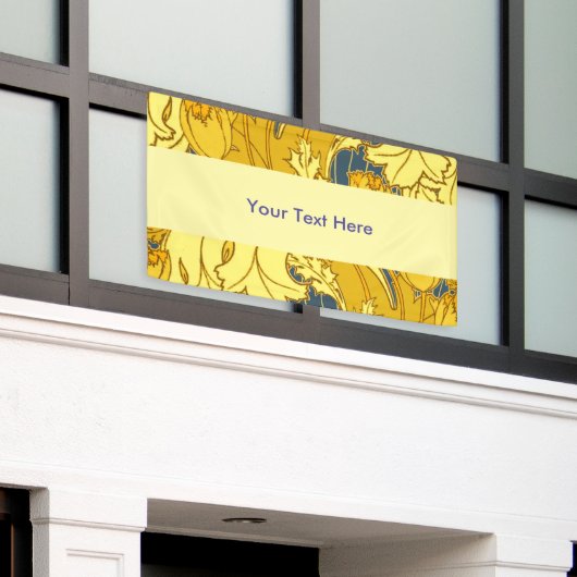  blauw goudpatroon spandoek (Buitenkant Gebouw)