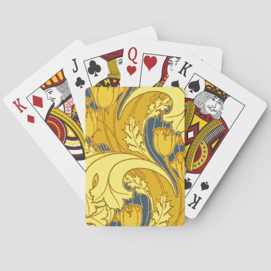 blauw goudpatroon speelkaarten (Achterkant)