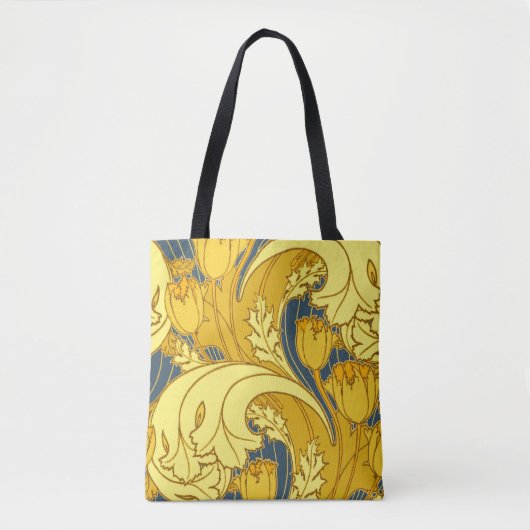 blauw goudpatroon tote bag (Voorkant)
