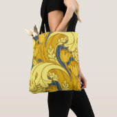 blauw goudpatroon tote bag (Dichtbij)