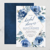 Blauw goudpinda's waterverf elegant vrijgezellenfe kaart (Voorkant / Achterkant)