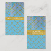 Blauw & goudschaar Zeemeermin Visitekaartje (Voorkant / Achterkant)