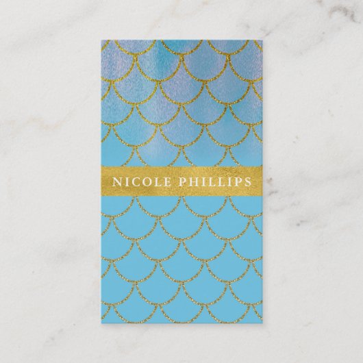 Blauw & goudschaar Zeemeermin Visitekaartje (Voorkant)