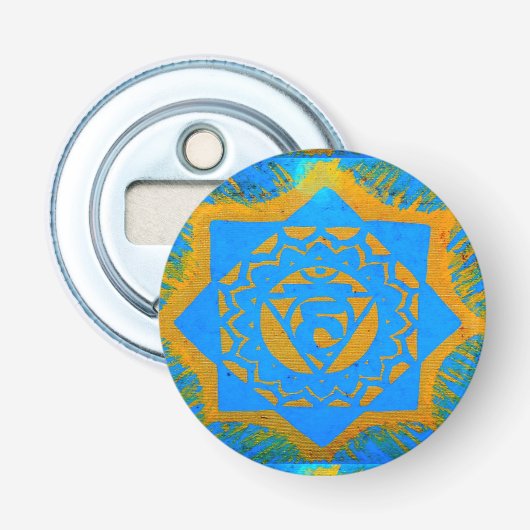blauw goudtangetje button flesopener (Voorkant)