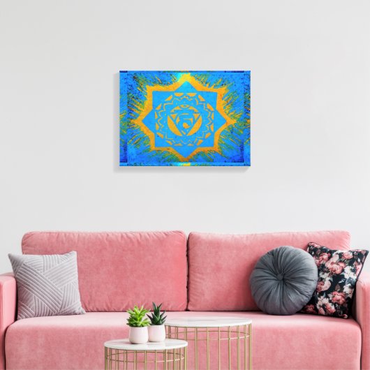 blauw goudtangetje canvas afdruk (Insitu (Woonkamer))