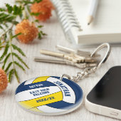 blauw goudteam kleuren aangepaste volleybal jongen sleutelhanger (Voorkant Rechts)