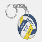 blauw goudteam kleuren aangepaste volleybal jongen sleutelhanger (Voorkant Links)