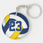 blauw goudteam kleuren aangepaste volleybal jongen sleutelhanger (Achterkant)