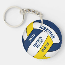blauw goudteam kleuren aangepaste volleybal jongen sleutelhanger