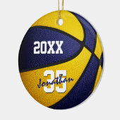 blauw goudteam kleuren basketbal keramisch ornament (Links)