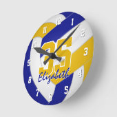 blauw goudteam kleuren gepersonaliseerd volleybal ronde klok (Hoek)