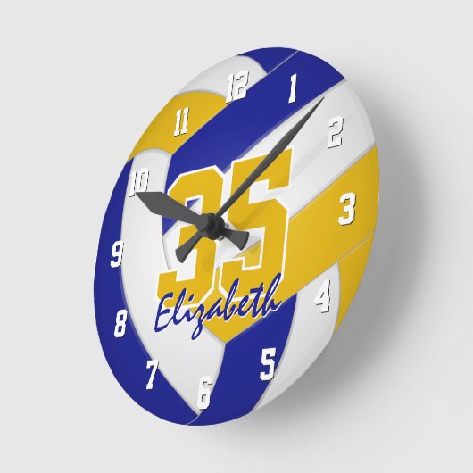 blauw goudteam kleuren gepersonaliseerd volleybal ronde klok (Hoek)