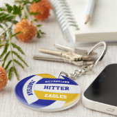 blauw goudteam kleuren gepersonaliseerd volleybal sleutelhanger (Voorkant Rechts)