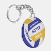 blauw goudteam kleuren gepersonaliseerd volleybal sleutelhanger (Voorkant Links)