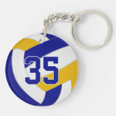 blauw goudteam kleuren gepersonaliseerd volleybal sleutelhanger (Achterkant)