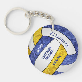 blauw goudteam kleuren gepersonaliseerd volleybal sleutelhanger