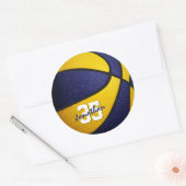 blauw goudteam kleuren jongens basketbal ronde sticker (Envelop)