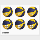 blauw goudteam kleuren jongens basketbal ronde sticker (Vel)