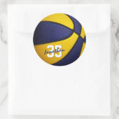 blauw goudteam kleuren jongens basketbal ronde sticker (Tas)