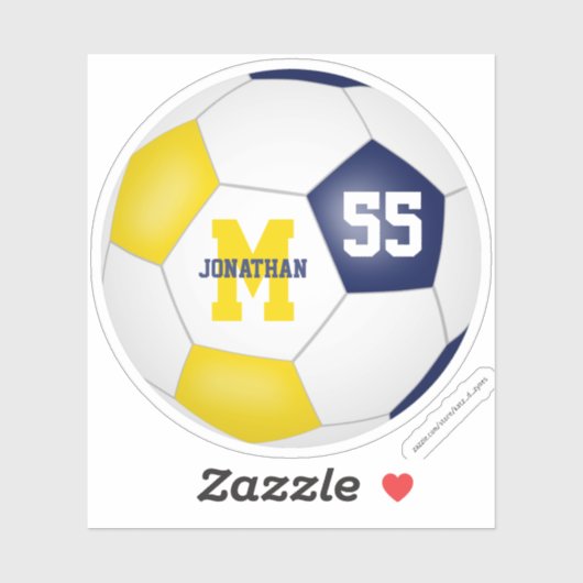 blauw goudteam kleuren jongens voetbal sticker (Vel)