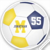 blauw goudteam kleuren jongens voetbal sticker (Voorkant)