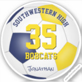 blauw goudteam kleuren jongens voetbal sticker (Voorkant)