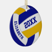 blauw goudteam kleuren jongens volleybal keramisch ornament (Rechts)