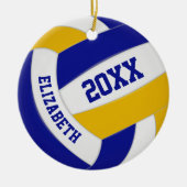 blauw goudteam kleuren jongens volleybal keramisch ornament (Voorkant)