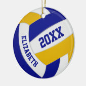 blauw goudteam kleuren jongens volleybal keramisch ornament (Links)
