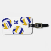 blauw goudteam kleuren monogrammen volleybaltas bagagelabel (Voorkant horizontaal)