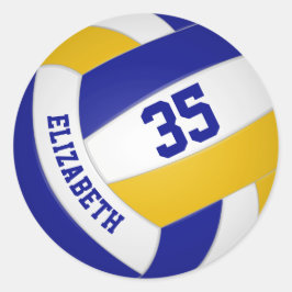 blauw goudteam voor jongens volleybal ronde sticker