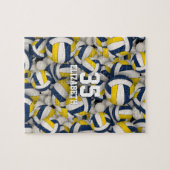 blauw goudteam voor meisjes volleybal legpuzzel (Horizontaal)