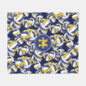 blauw goudteam voor meisjes volleybalkamer fleece deken (Voorkant (Horizontaal))