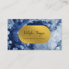 Blauw goudvet Zee Kristallen Makeup Hair Nails Visitekaartje