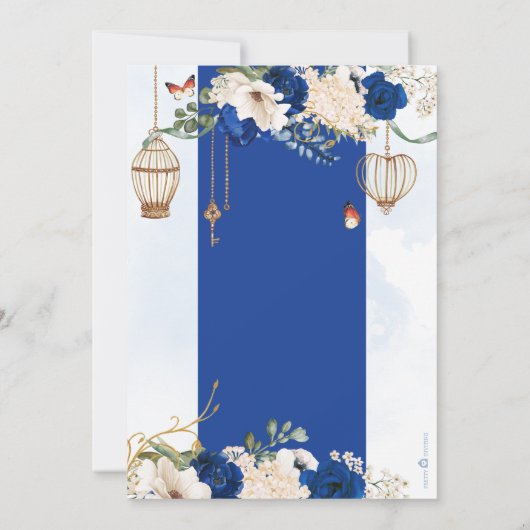 Blauw goudvlinder Vrijgezellenfeest Kaart (Achterkant)