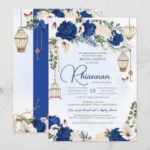 Blauw goudvlinder Vrijgezellenfeest Kaart