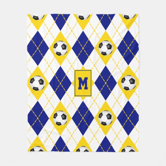blauw goudvoetbalteam kleuren arglispatroon fleece deken (Voorkant)