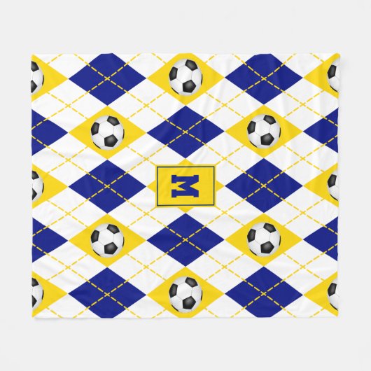 blauw goudvoetbalteam kleuren arglispatroon fleece deken (Voorkant (Horizontaal))