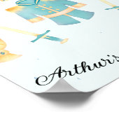 Blauw & goudWaterverf Welkomstteken Kleine Prins Poster (Hoek)