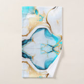 blauw goudwit marmerontwerp bad handdoek (Handdoek)