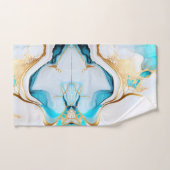 blauw goudwit marmerontwerp bad handdoek (Handdoek)