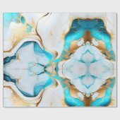 blauw goudwit marmerontwerp cadeaupapier (Vlak)