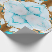 blauw goudwit marmerontwerp cadeaupapier (Hoek)