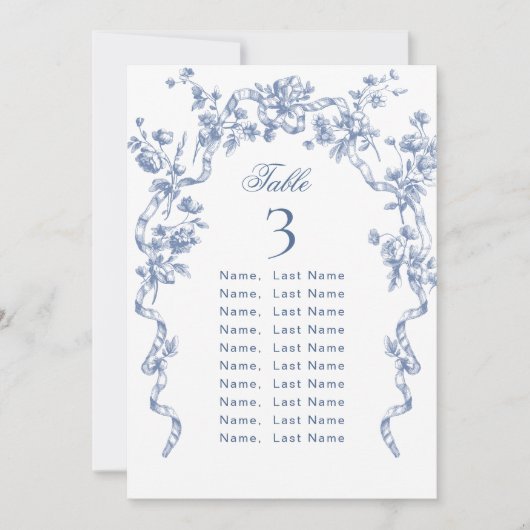 Blauw  Grace Victoriaans Zitting Chart Kaart (Voorkant)