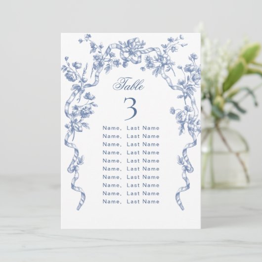 Blauw  Grace Victoriaans Zitting Chart Kaart (Staand voorkant)