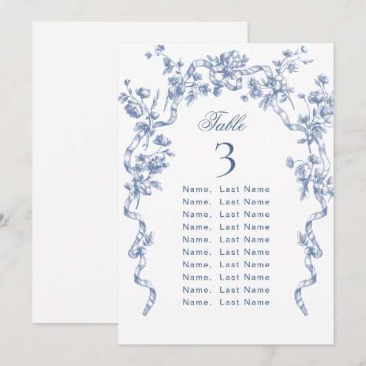 Blauw Grace Victoriaans Zitting Chart Kaart (Voorkant / Achterkant)