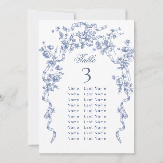 Blauw  Grace Victoriaans Zitting Chart Kaart (Voorkant)