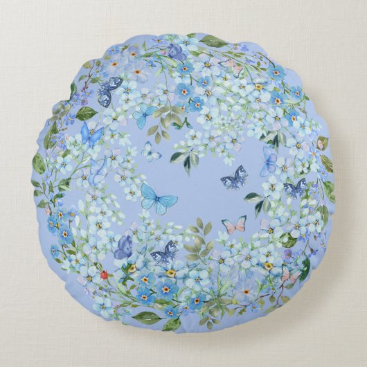 Blauw Grade A Katoen Rond werpkussen 41 cm Kussen (Voorkant)