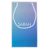 Blauw gradiëntmonogram klein cadeauzakje (Achterkant)